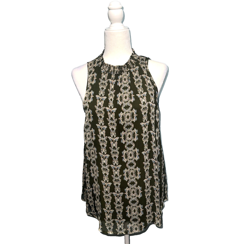 Sonoma Womens L Top Butterflies Casual Interview Office Wear Going Out Chiffon